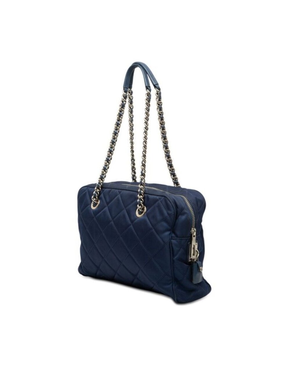 Prada Quilted Chain Shoulder Bag Blue Nylon - Picture 2 of 5